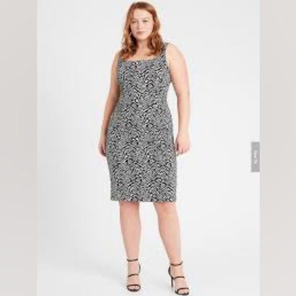 Banana Republic NWT Brocade Fitted Animal Print Sheath Dress Zebra XS… - Picture 3 of 13